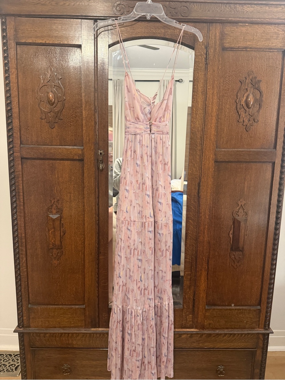 Astr Pink Multi-Print Maxi Dress with Spaghetti Straps